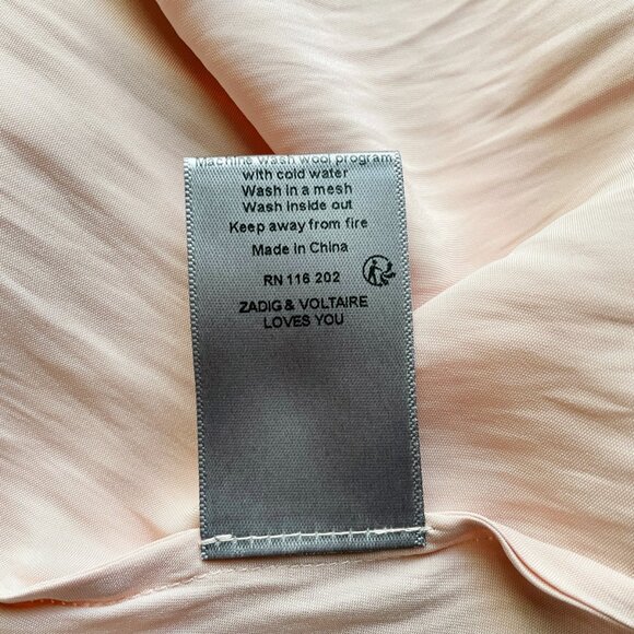 Zadig & Voltaire Trent Satin Blouse XS Blush Pink Relaxed Fit Top - Picture 7 of 9